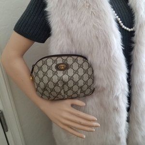 80's Vintage Gucci Cosmetic Bag/Clutch/Pouch with box